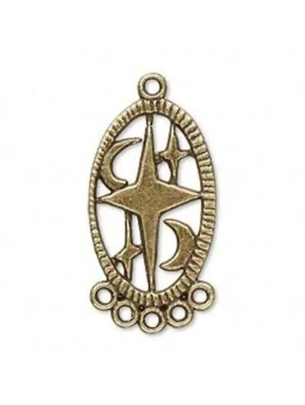 Antiqued Brass Celestial Stars & Moons Chandelier Earring Pendant Findings 2 pcs